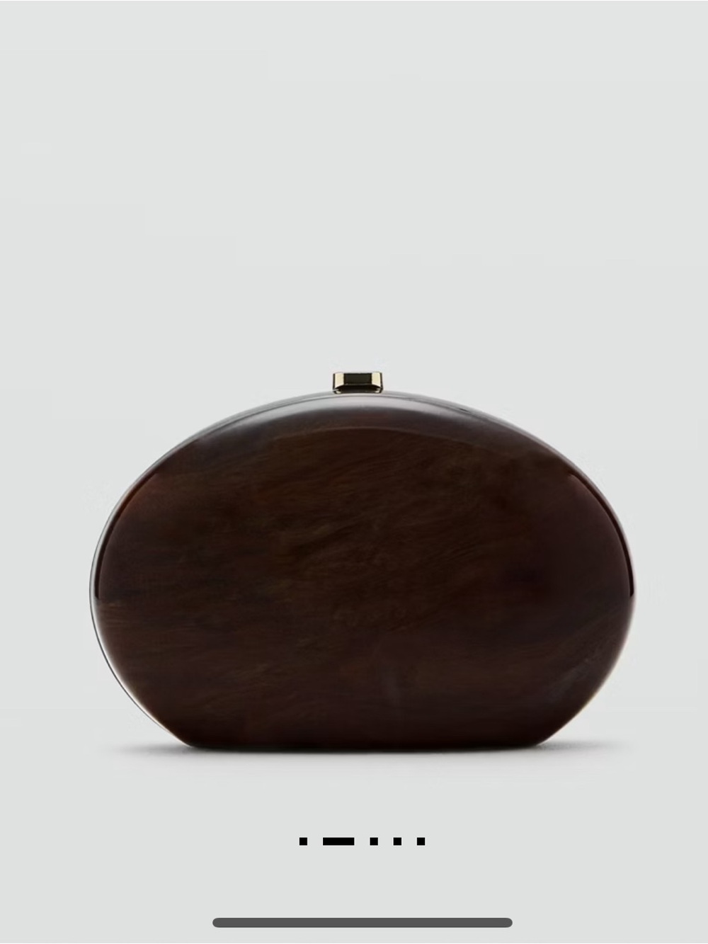 Mango Dark Brown Oval Hard-Case Clutch